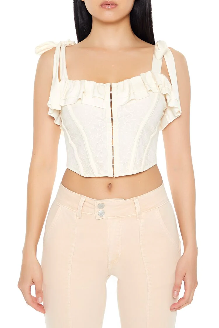 Lace Tie-Strap Corset Top - Image 16