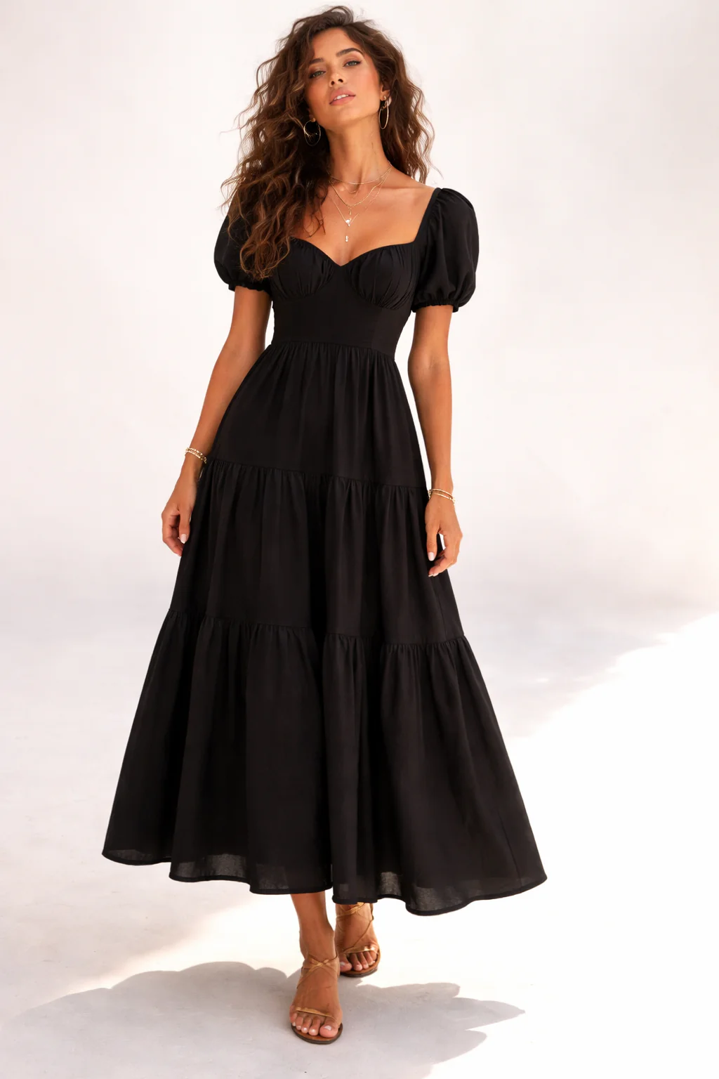 Tiered Puff-Sleeve Maxi Dress - Image 5