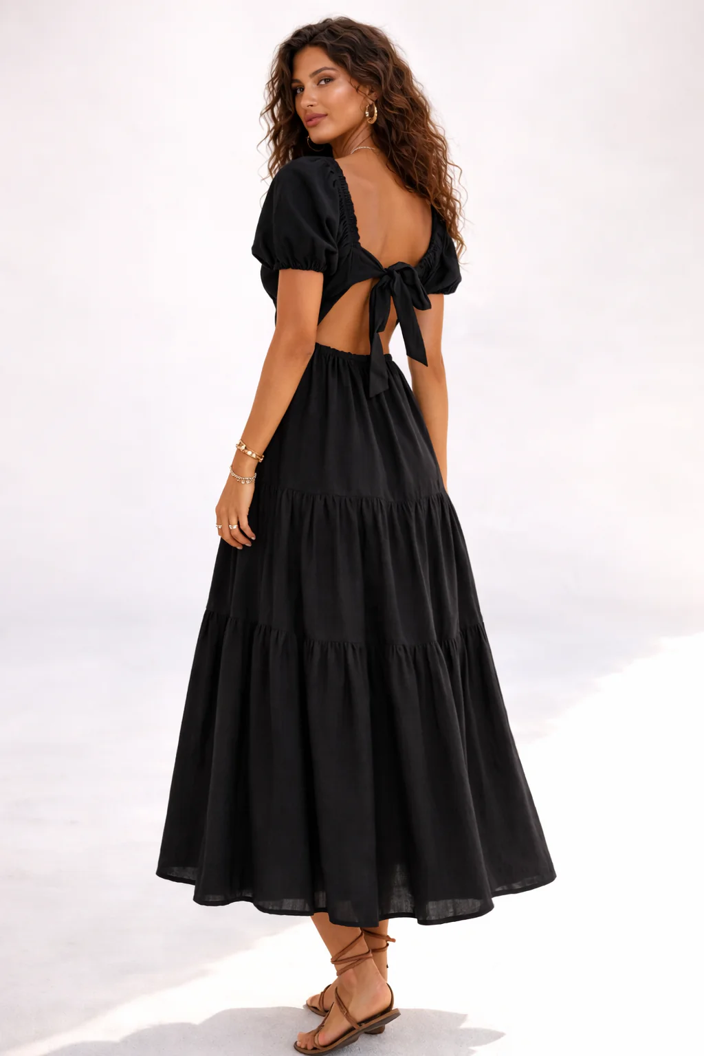 Tiered Puff-Sleeve Maxi Dress - Image 6