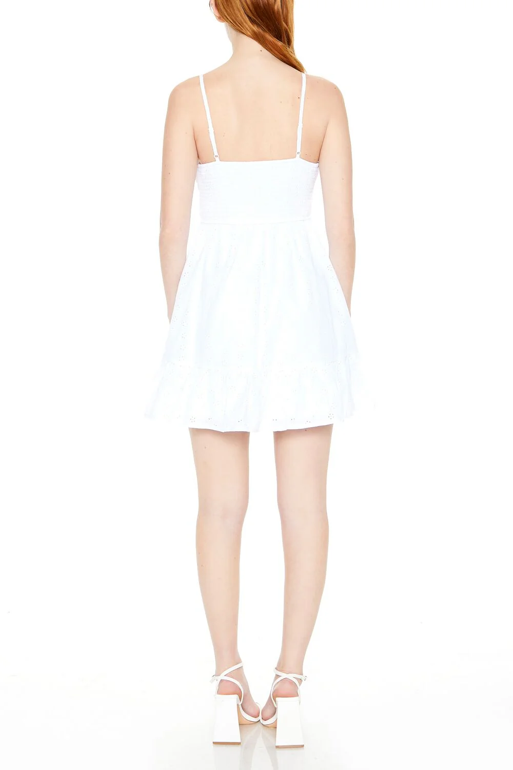 Floral Eyelet Flounce Mini Dress - Image 3