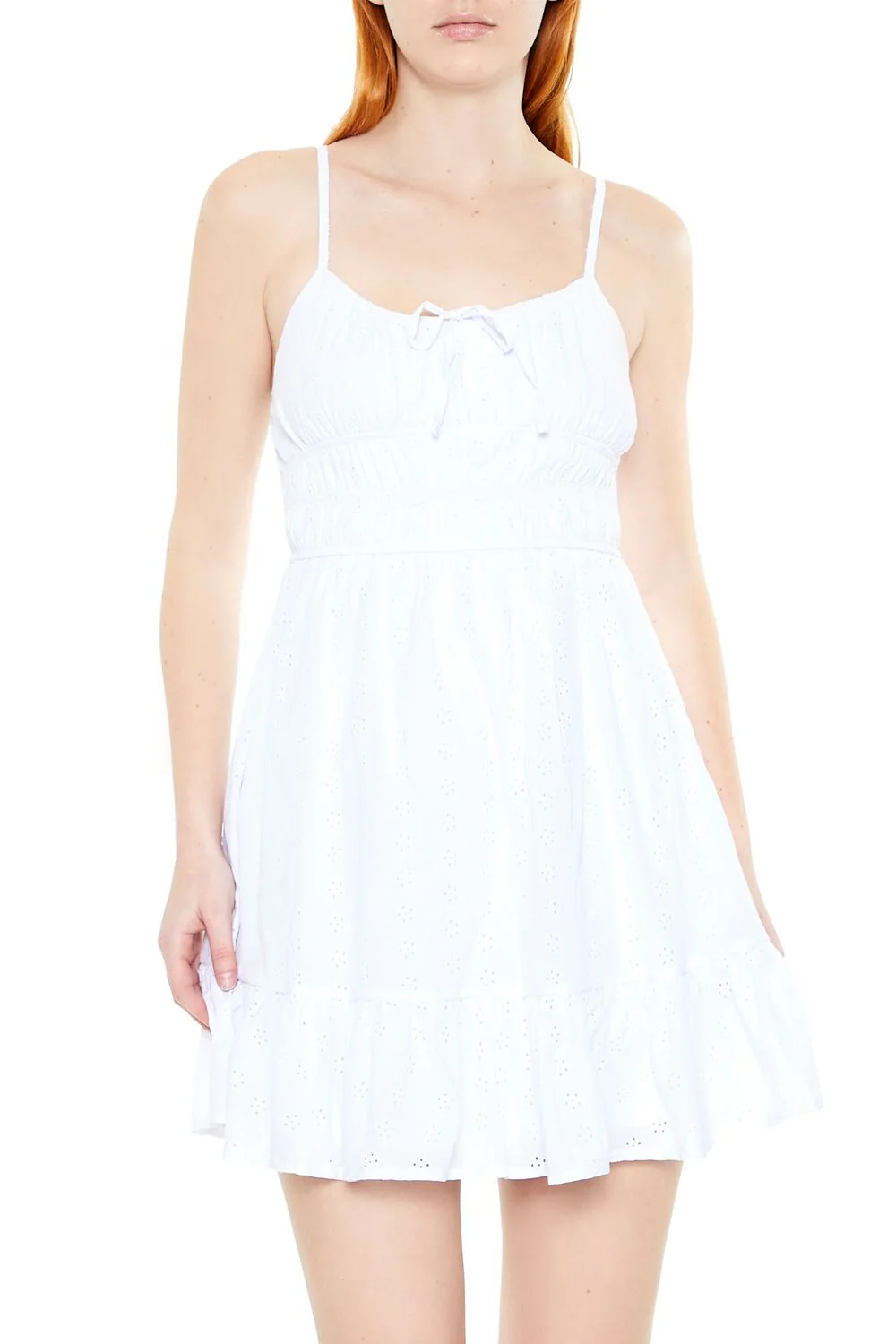 Floral Eyelet Flounce Mini Dress - Image 4