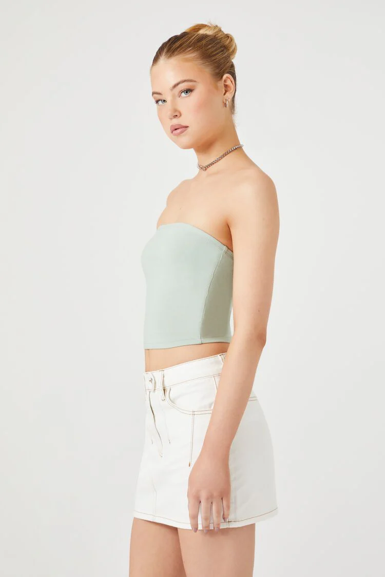 Cropped Cotton-Blend Tube Top - Image 7