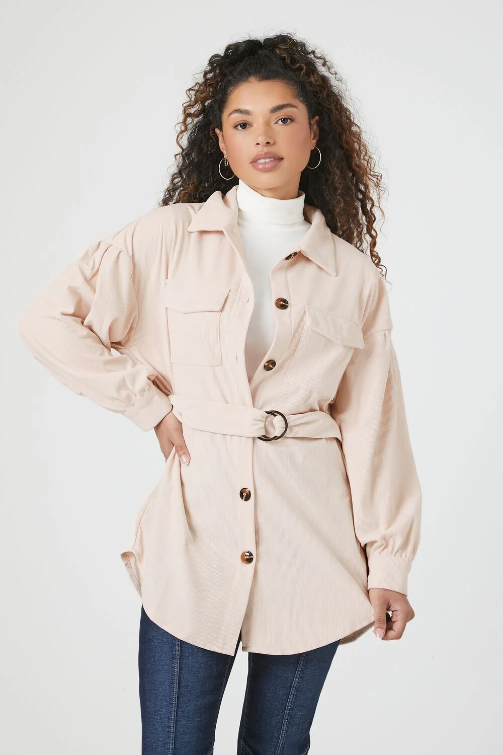Belted Corduroy Shacket - Image 5