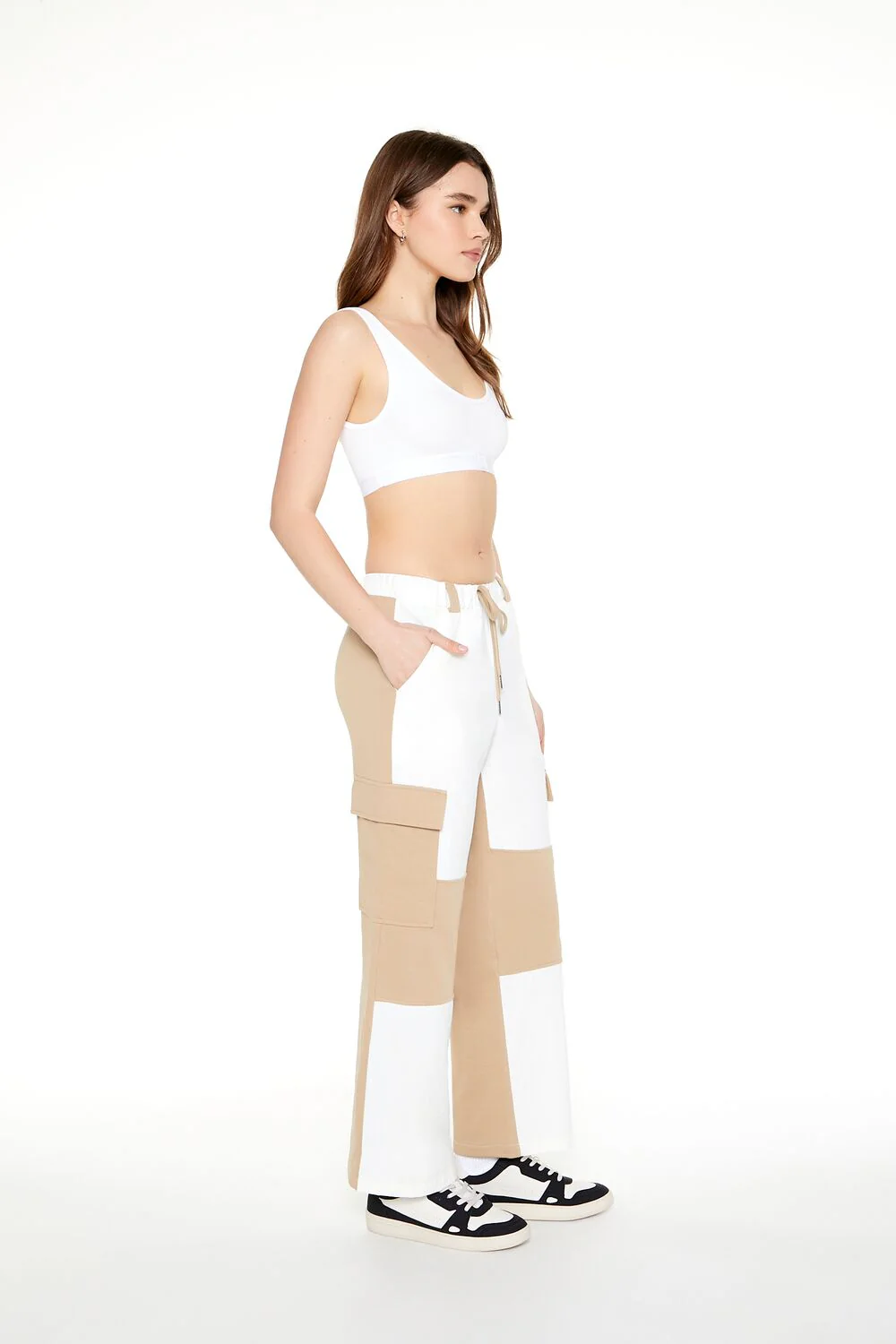 Colorblock Drawstring Cargo Joggers - Image 2