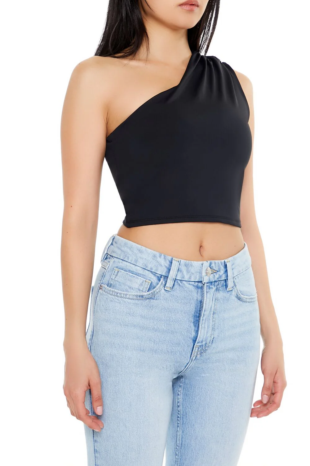 Ruched One-Shoulder Crop Top - Image 4