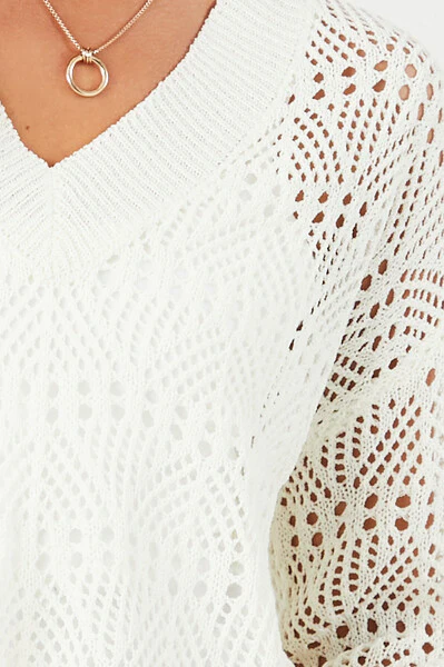 Cropped Open-Knit Sweater - Image 5