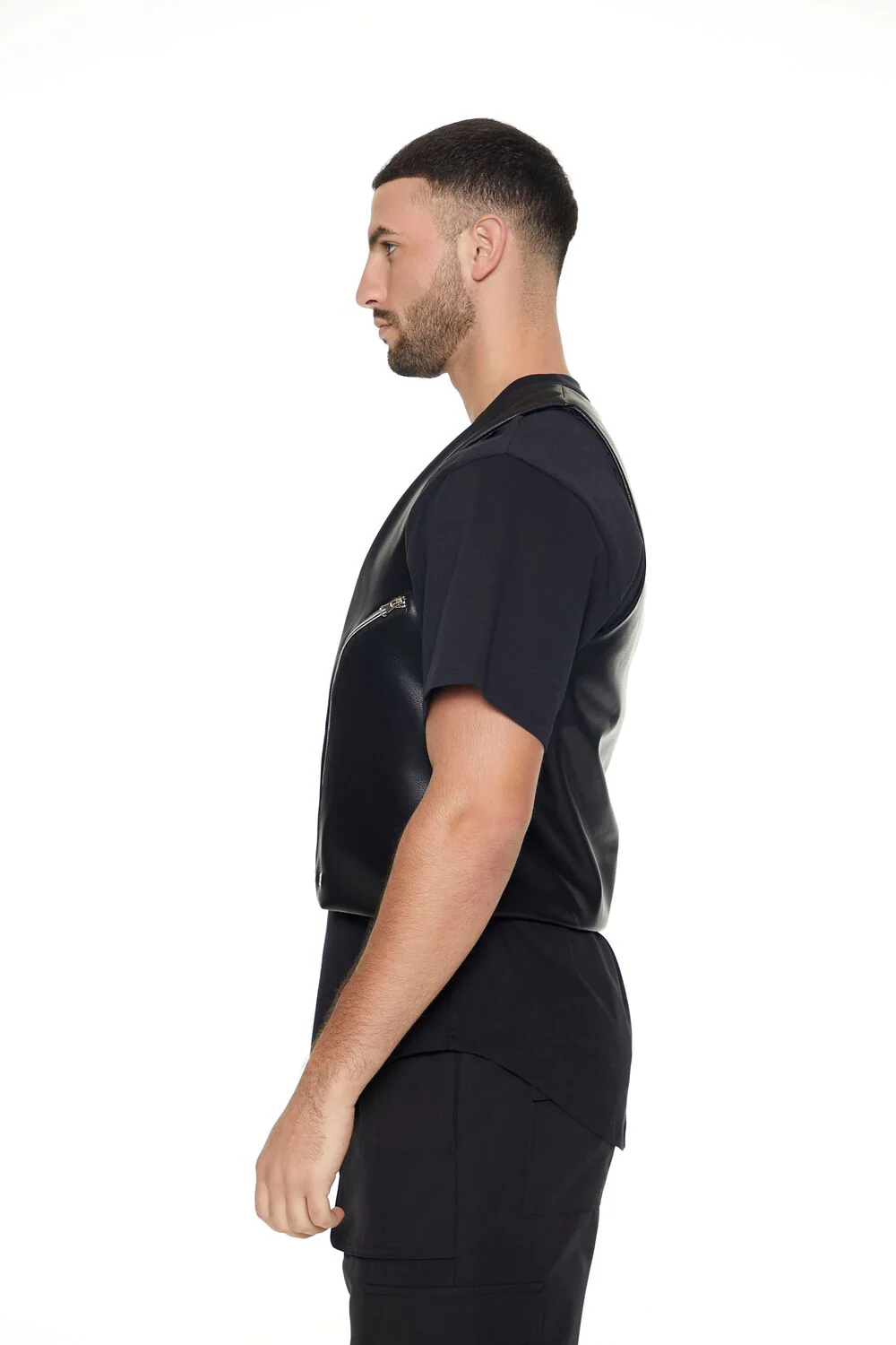 Faux Leather Zip-Pocket Vest - Image 2