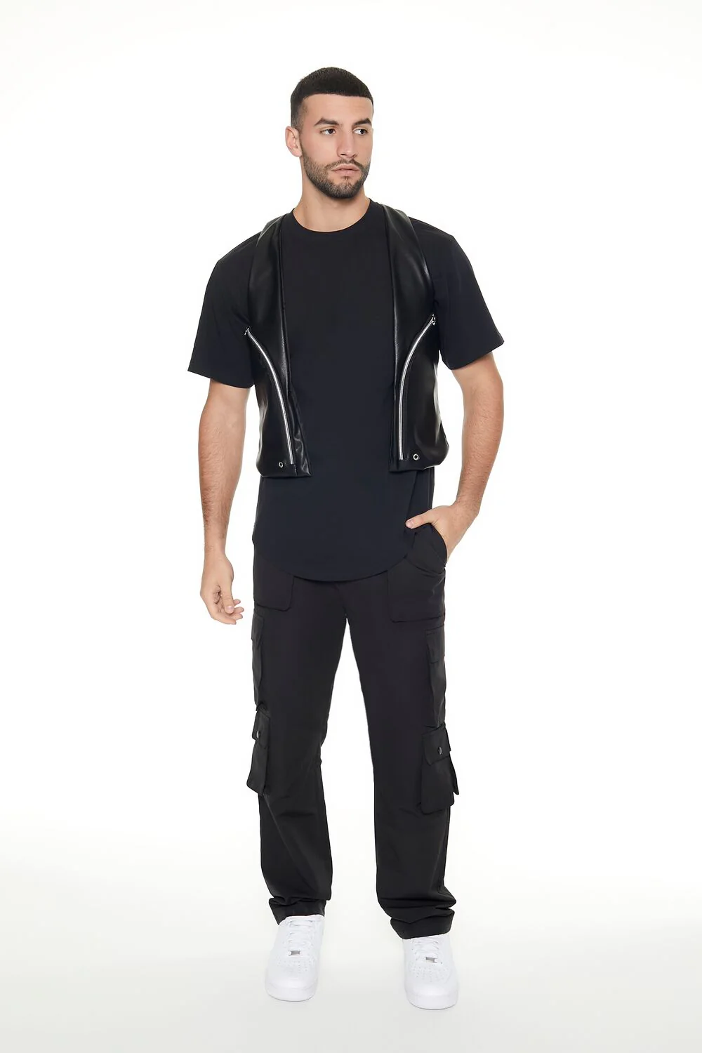 Faux Leather Zip-Pocket Vest - Image 4