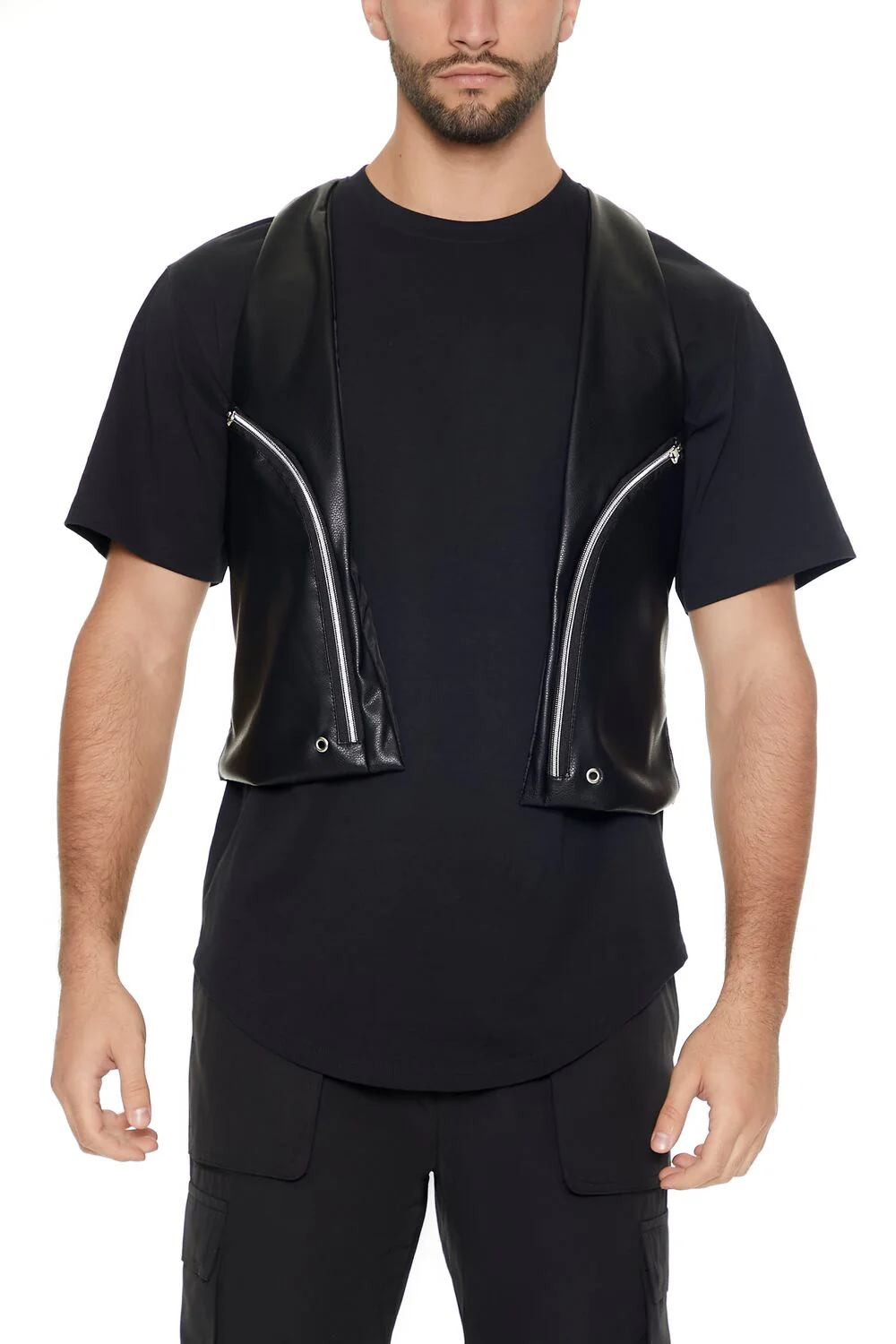 Faux Leather Zip-Pocket Vest - Image 5