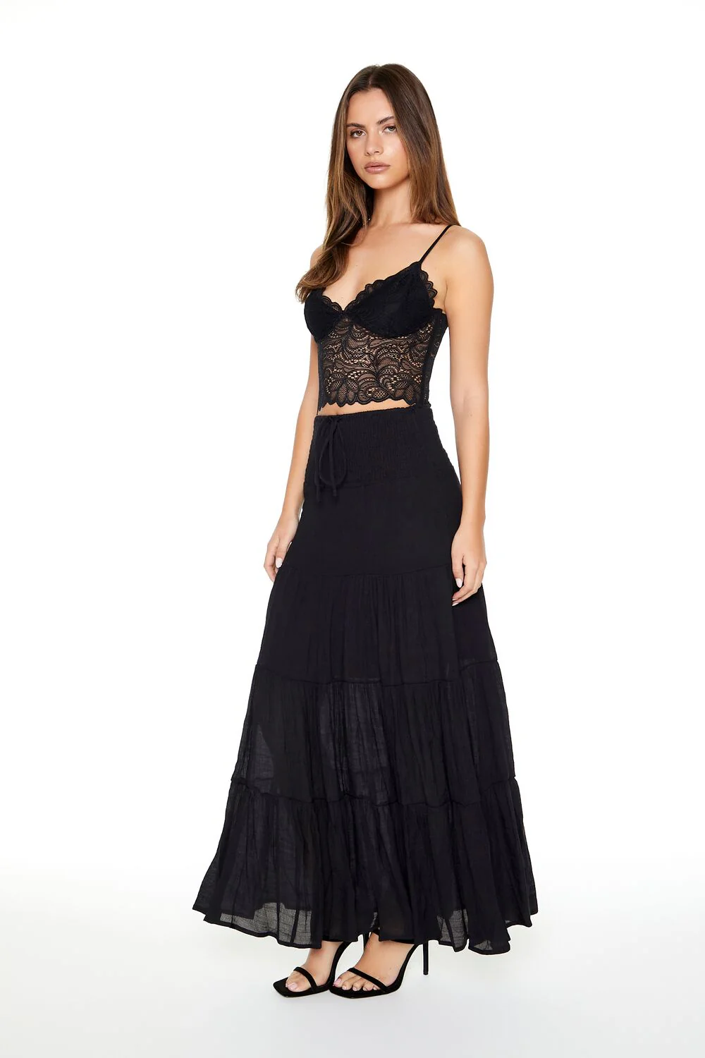 Tiered Drawstring Maxi Skirt - Image 2