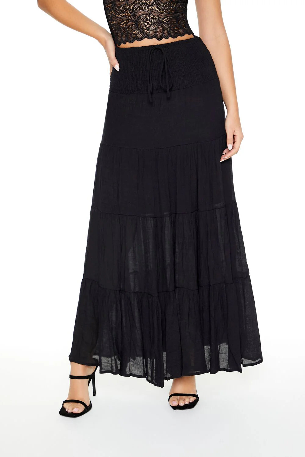 Tiered Drawstring Maxi Skirt - Image 4