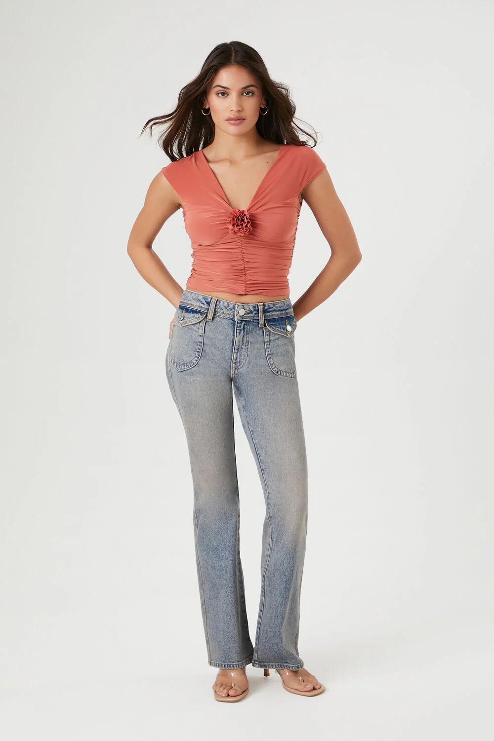 Ruched Floral Crop Top - Image 4