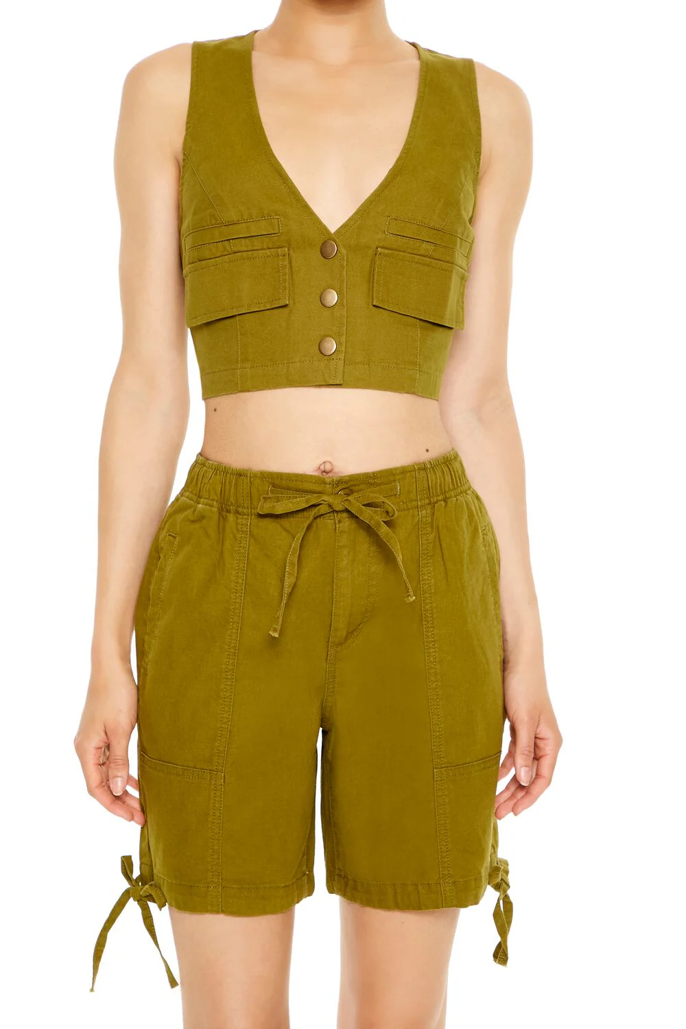 Cropped Twill Cargo Vest - Image 10