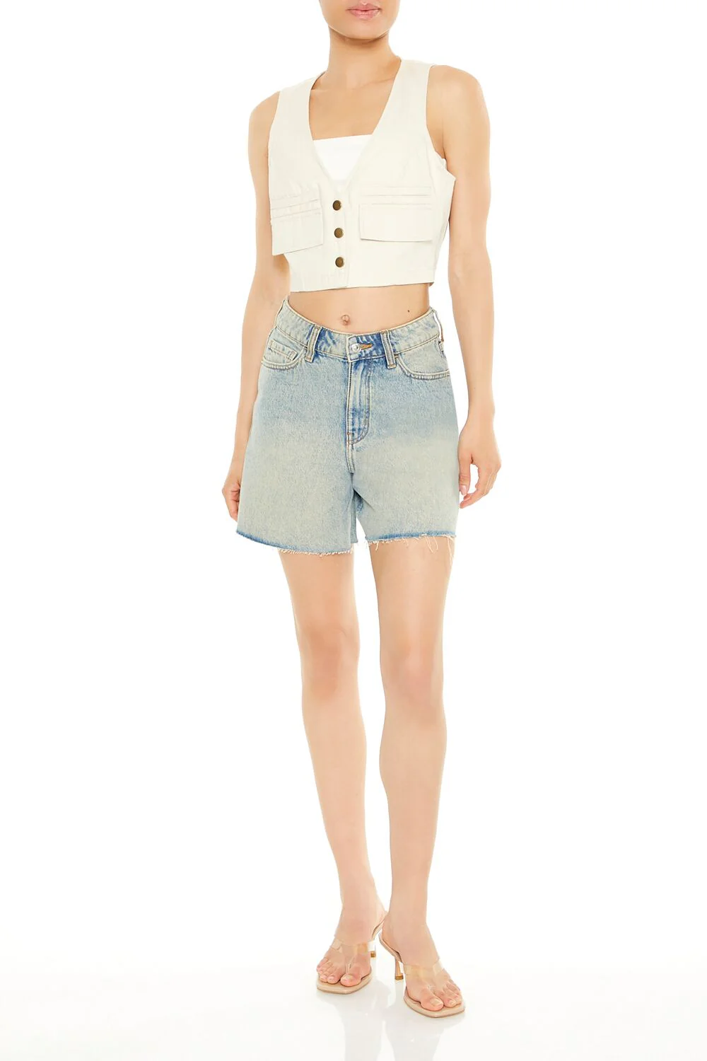 Cropped Twill Cargo Vest - Image 4