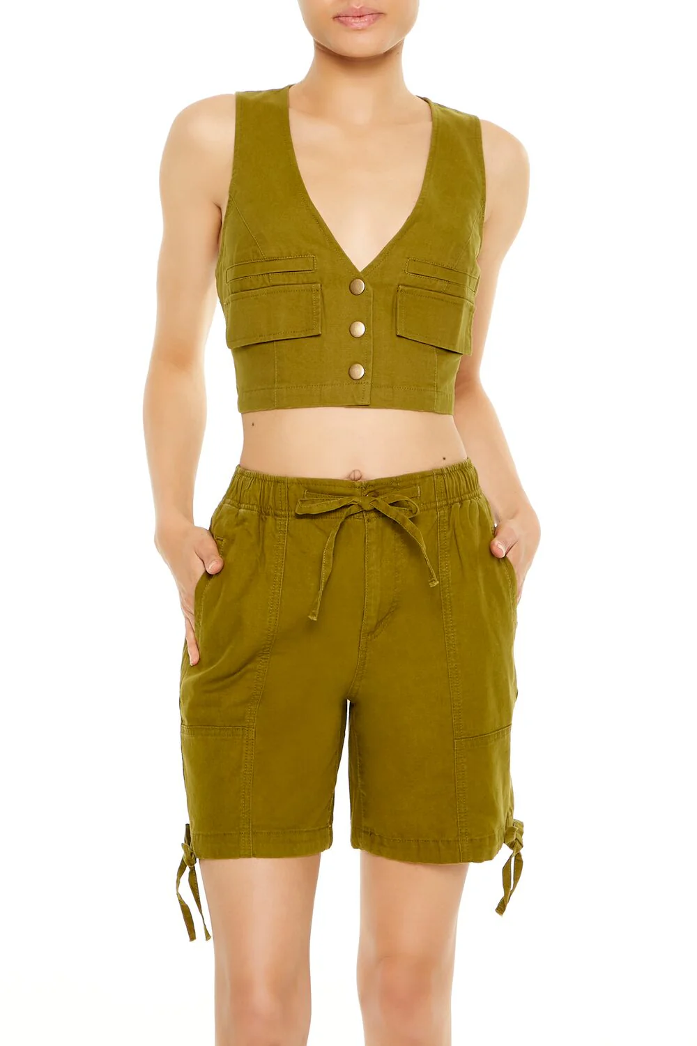 Cropped Twill Cargo Vest - Image 6