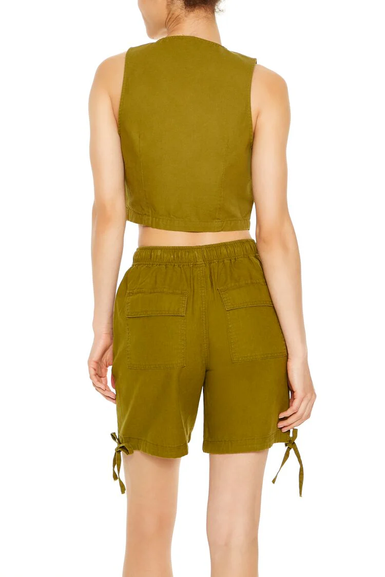 Cropped Twill Cargo Vest - Image 8