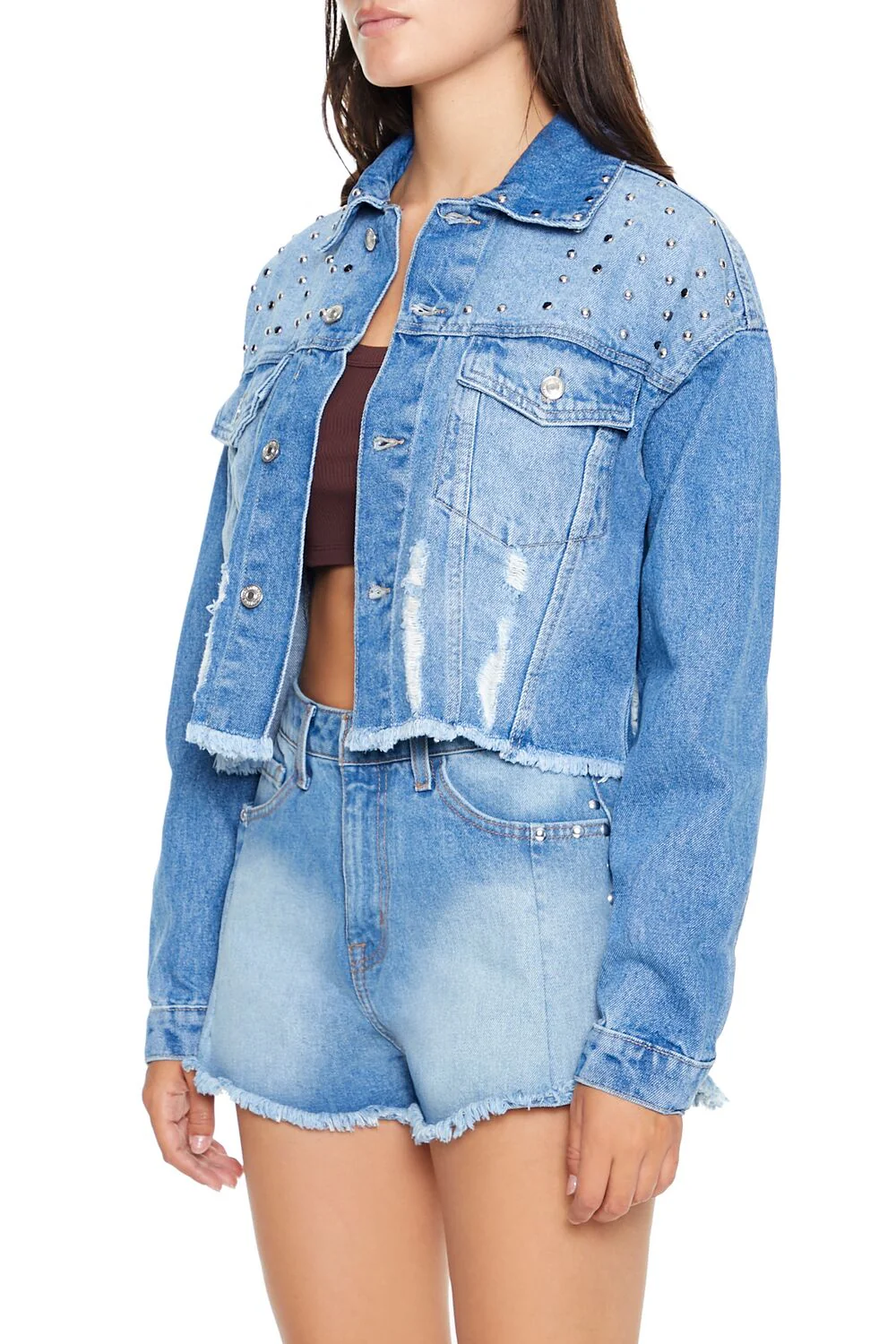 Studded Denim Trucker Jacket - Image 2