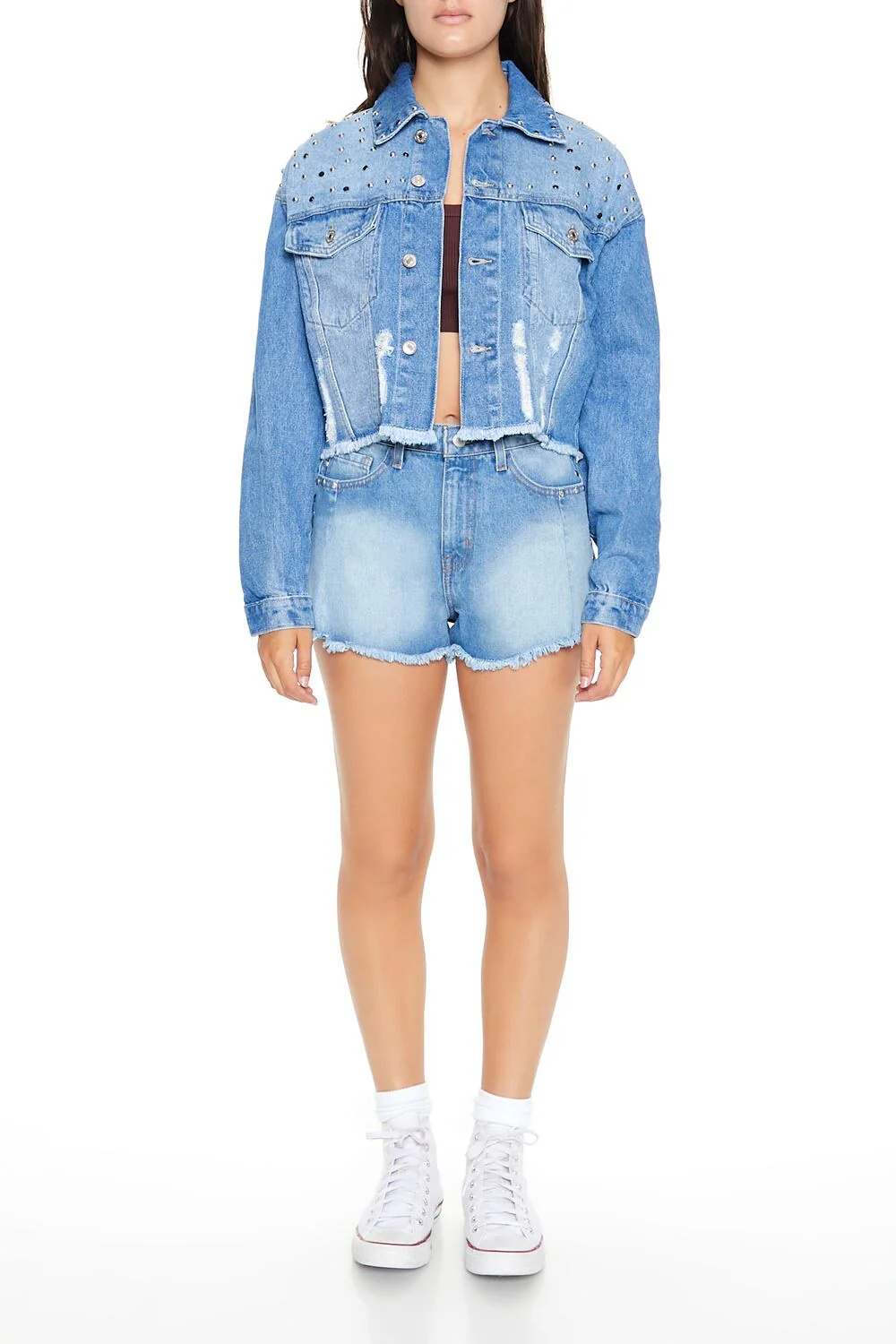 Studded Denim Trucker Jacket - Image 4