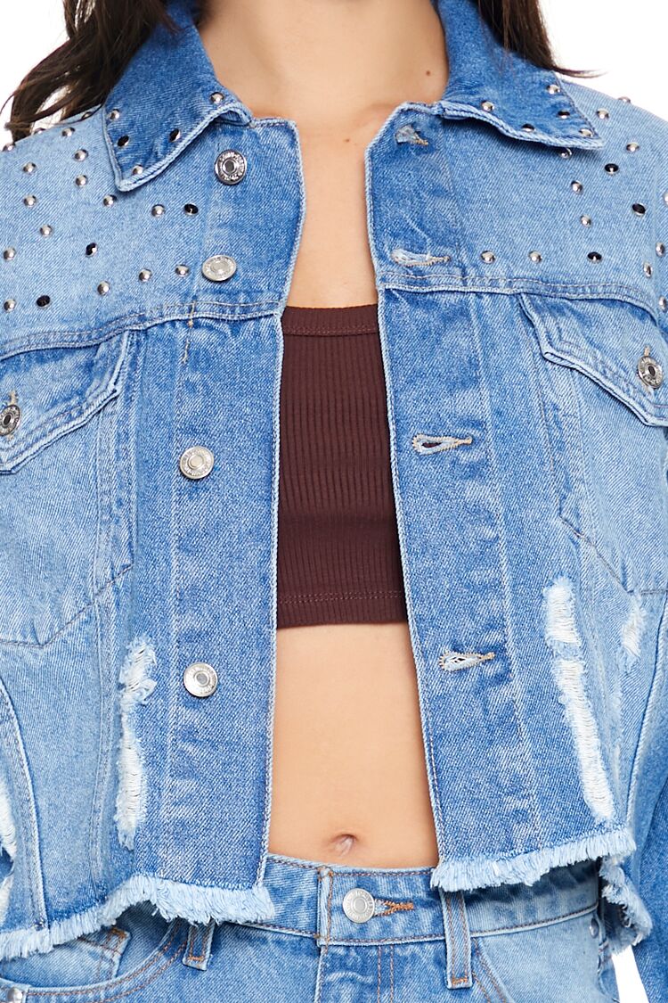 Studded Denim Trucker Jacket - Image 5