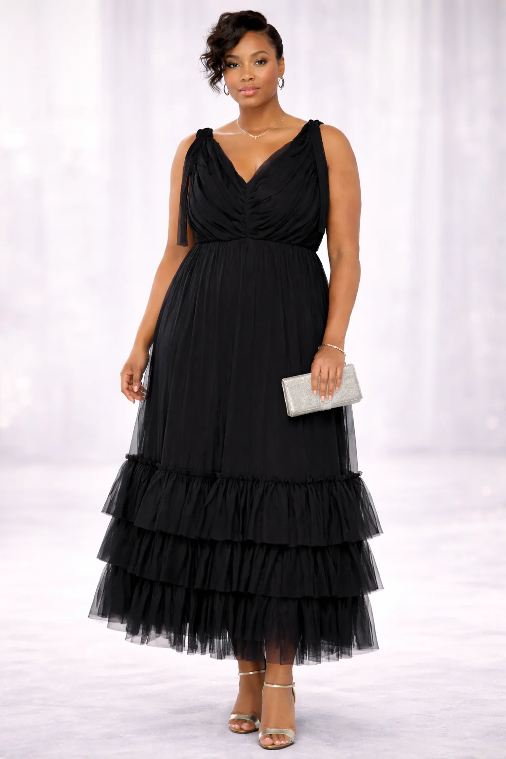 Plus Size Tiered Tie-Strap Maxi Dress - Image 7