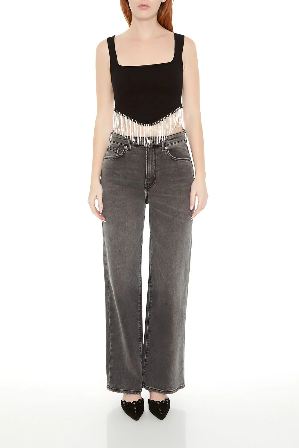 Rhinestone Sweater-Knit Crop Top - Image 4