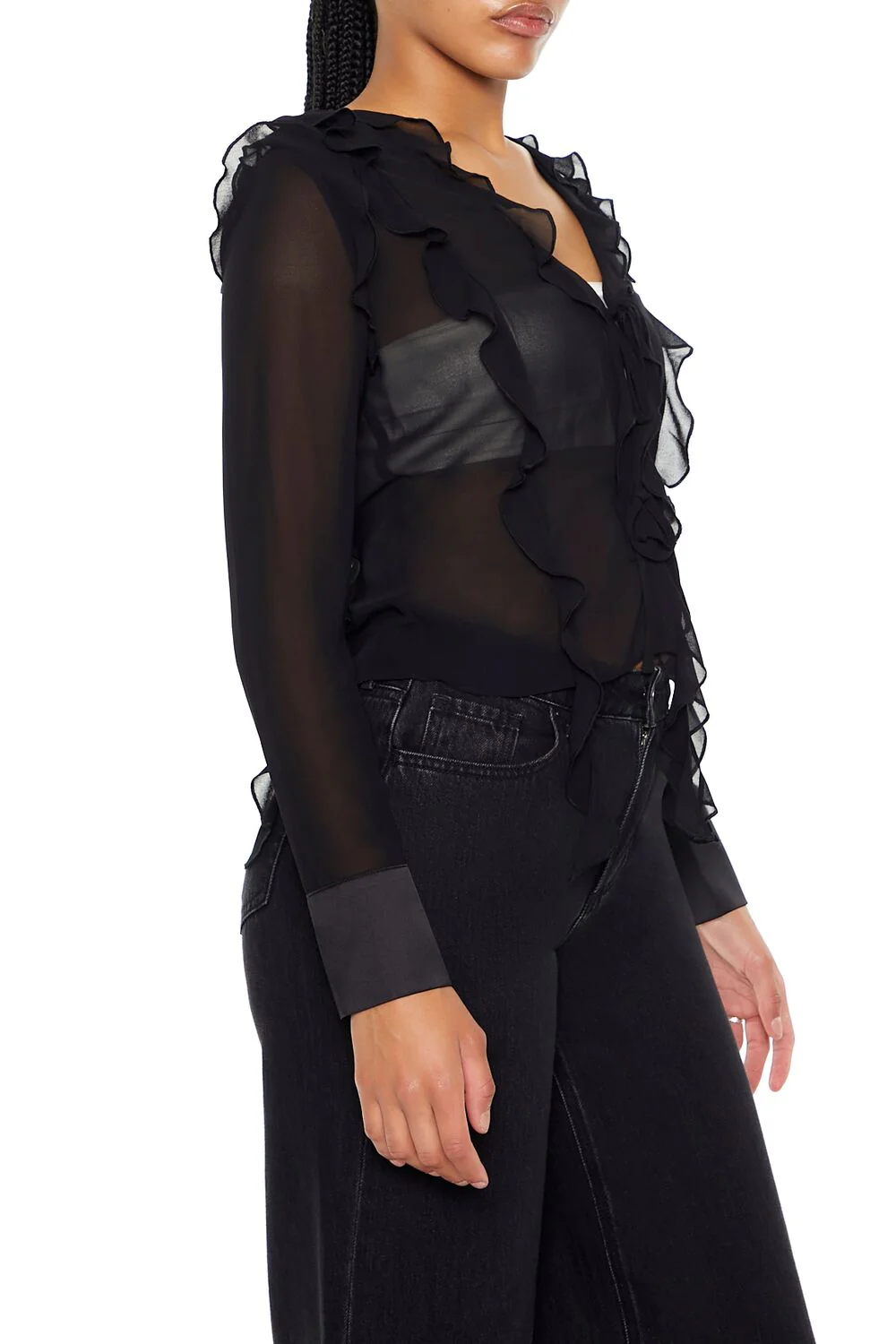 Ruffle-Trim Chiffon Top - Image 2