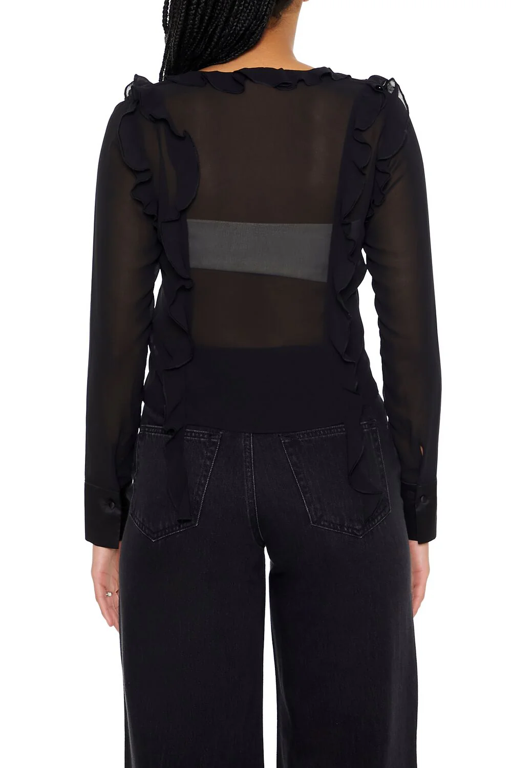 Ruffle-Trim Chiffon Top - Image 3