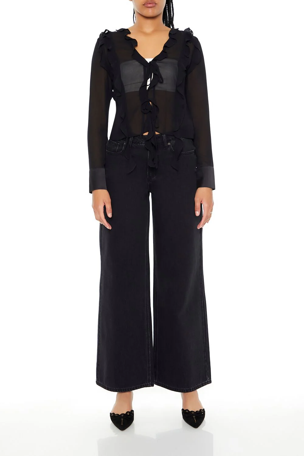 Ruffle-Trim Chiffon Top - Image 4