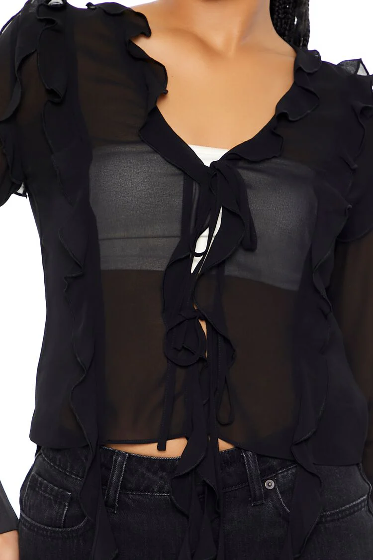 Ruffle-Trim Chiffon Top - Image 5