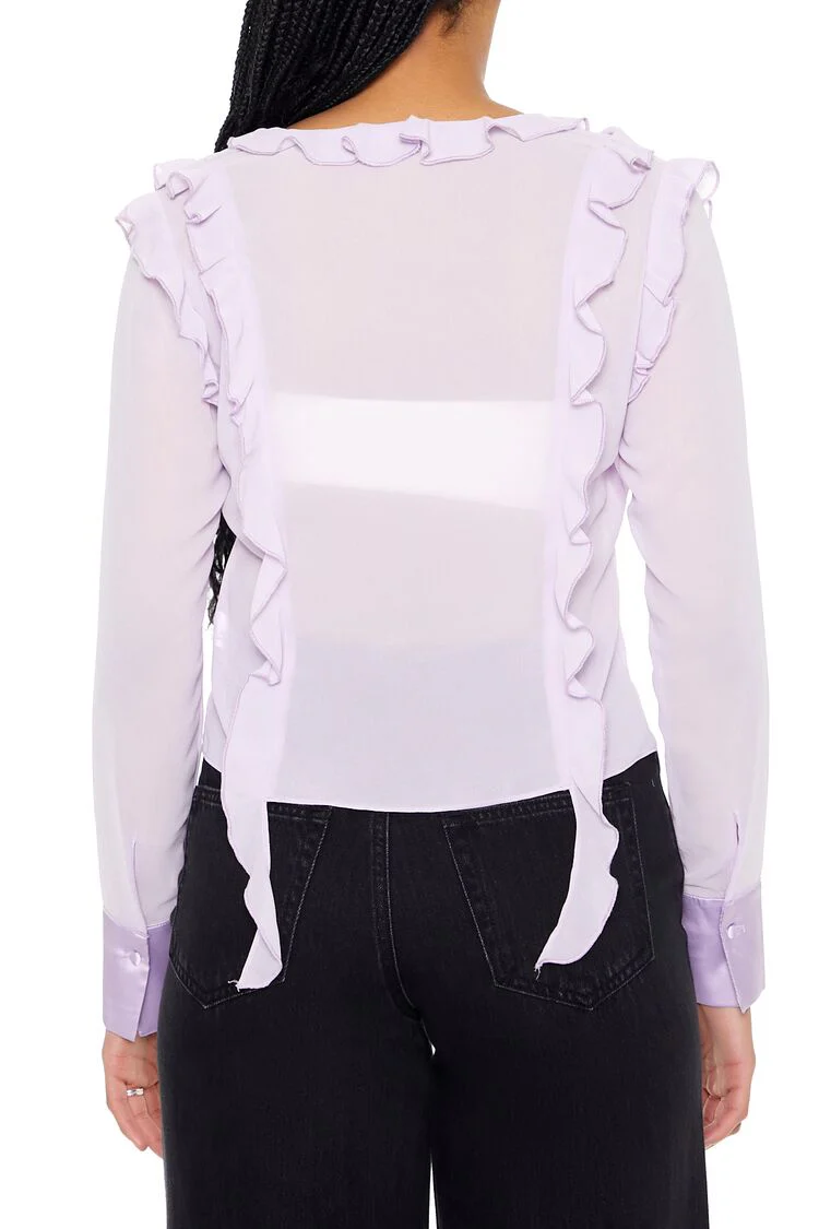 Ruffle-Trim Chiffon Top - Image 8