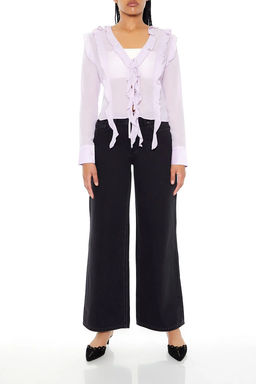 Ruffle-Trim Chiffon Top - Image 9