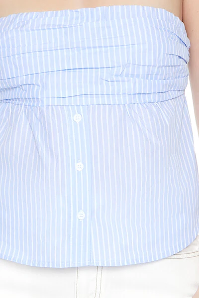 Pinstriped Poplin Strapless Top - Image 5