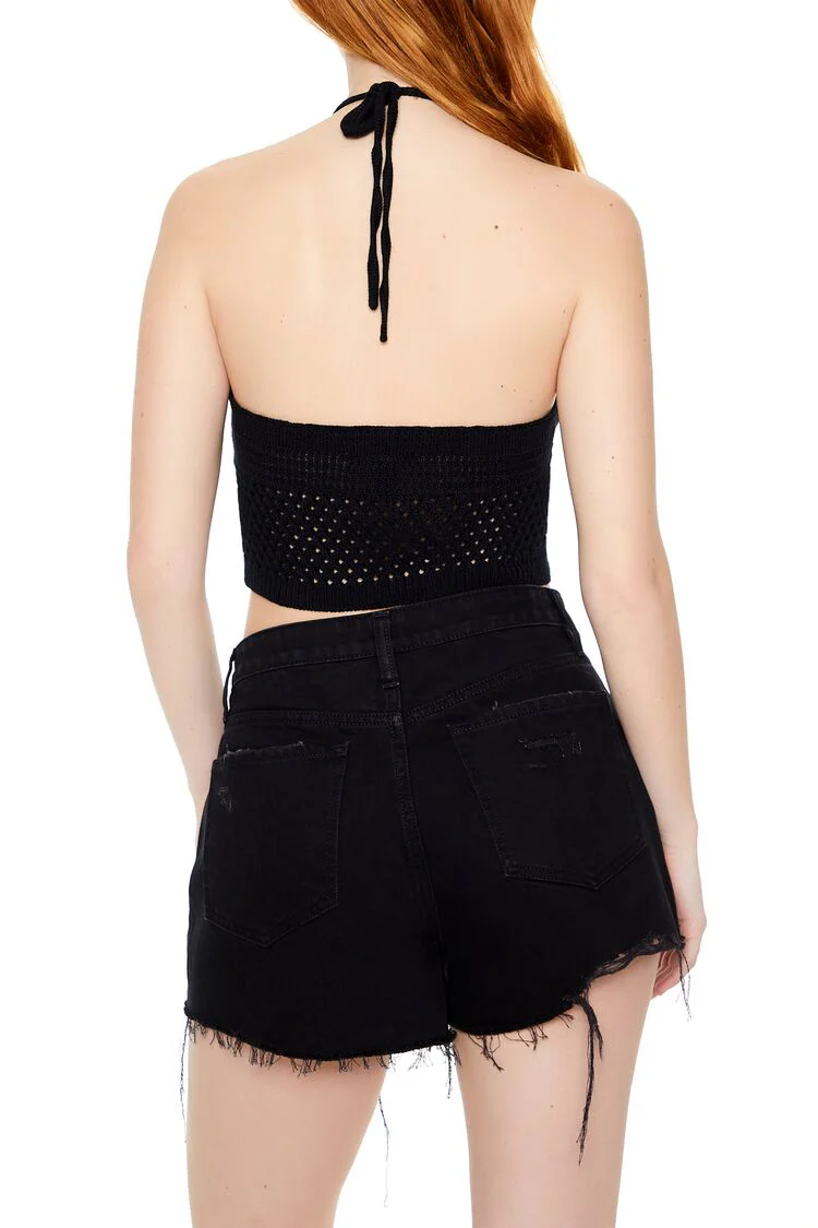 Sweater-Knit Halter Crop Top - Image 3