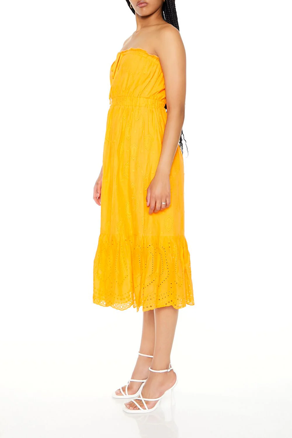 Strapless Eyelet Bow Midi Dress - Image 6