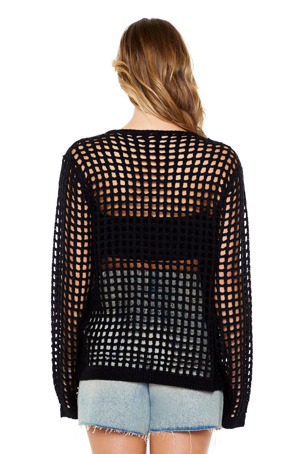 Sheer Crochet Cardigan Sweater - Image 3
