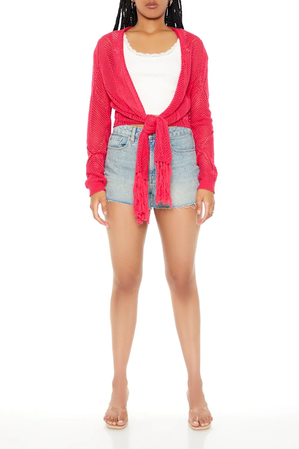Open-Knit Tie-Front Sweater - Image 14