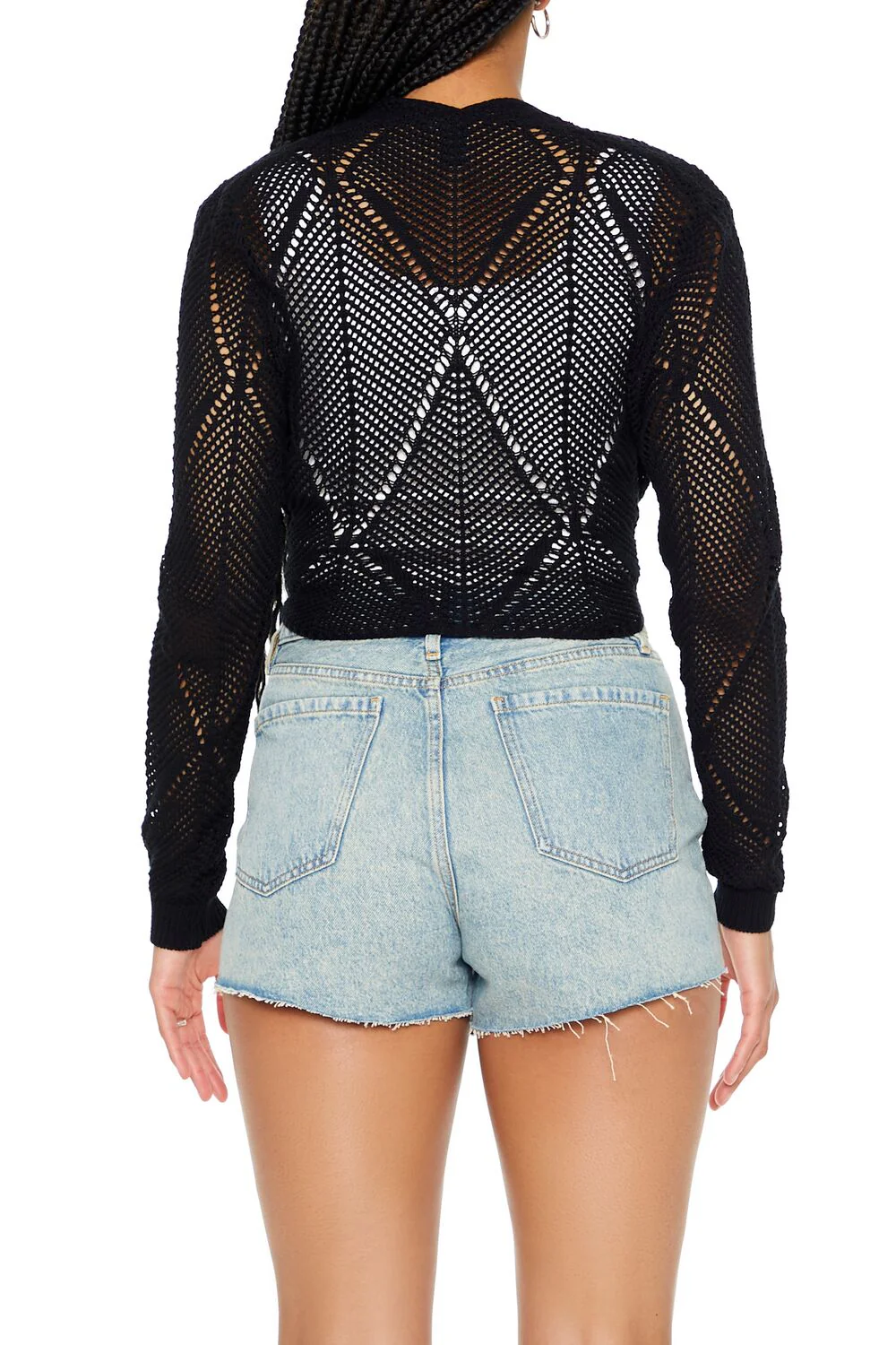Open-Knit Tie-Front Sweater - Image 3