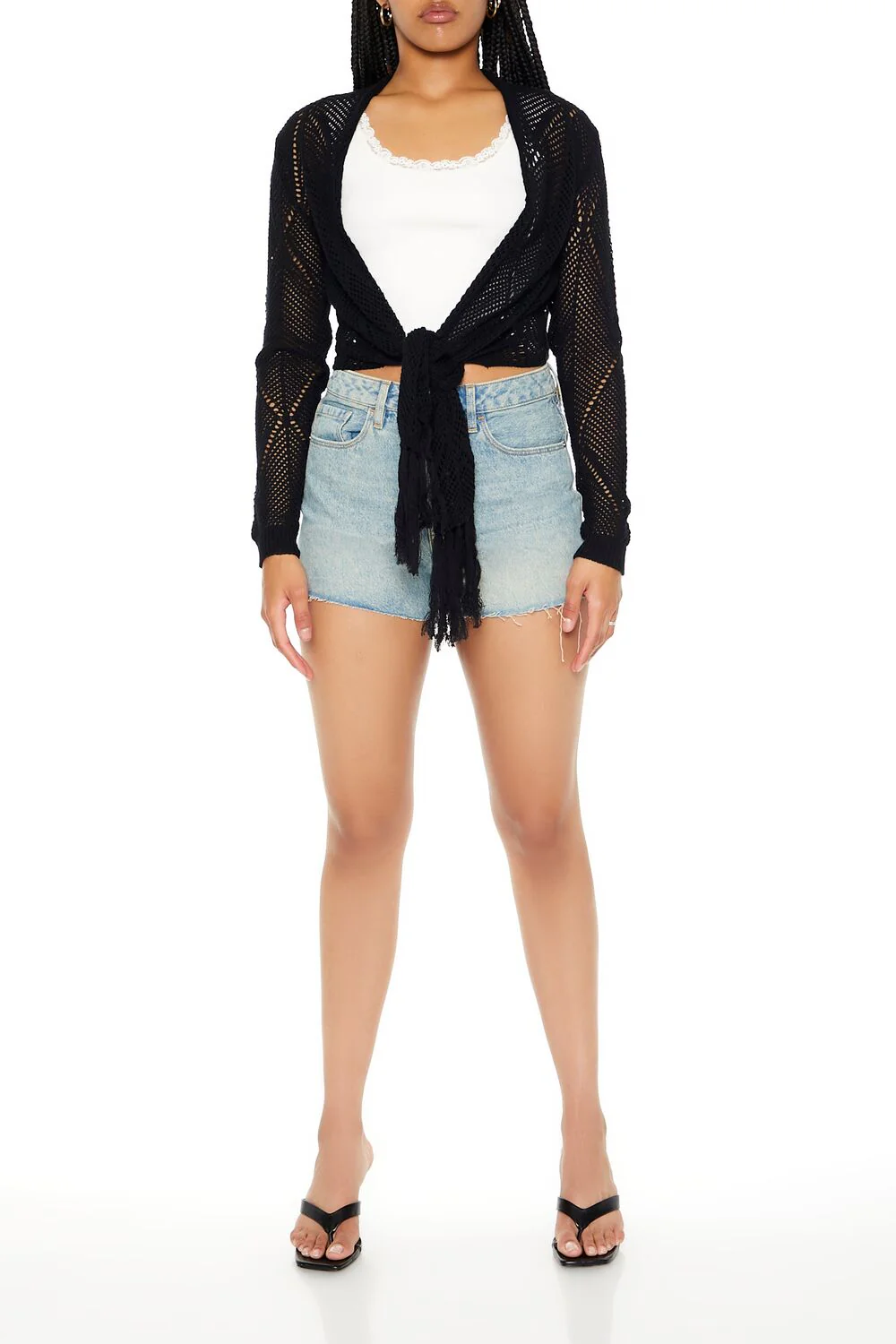 Open-Knit Tie-Front Sweater - Image 4
