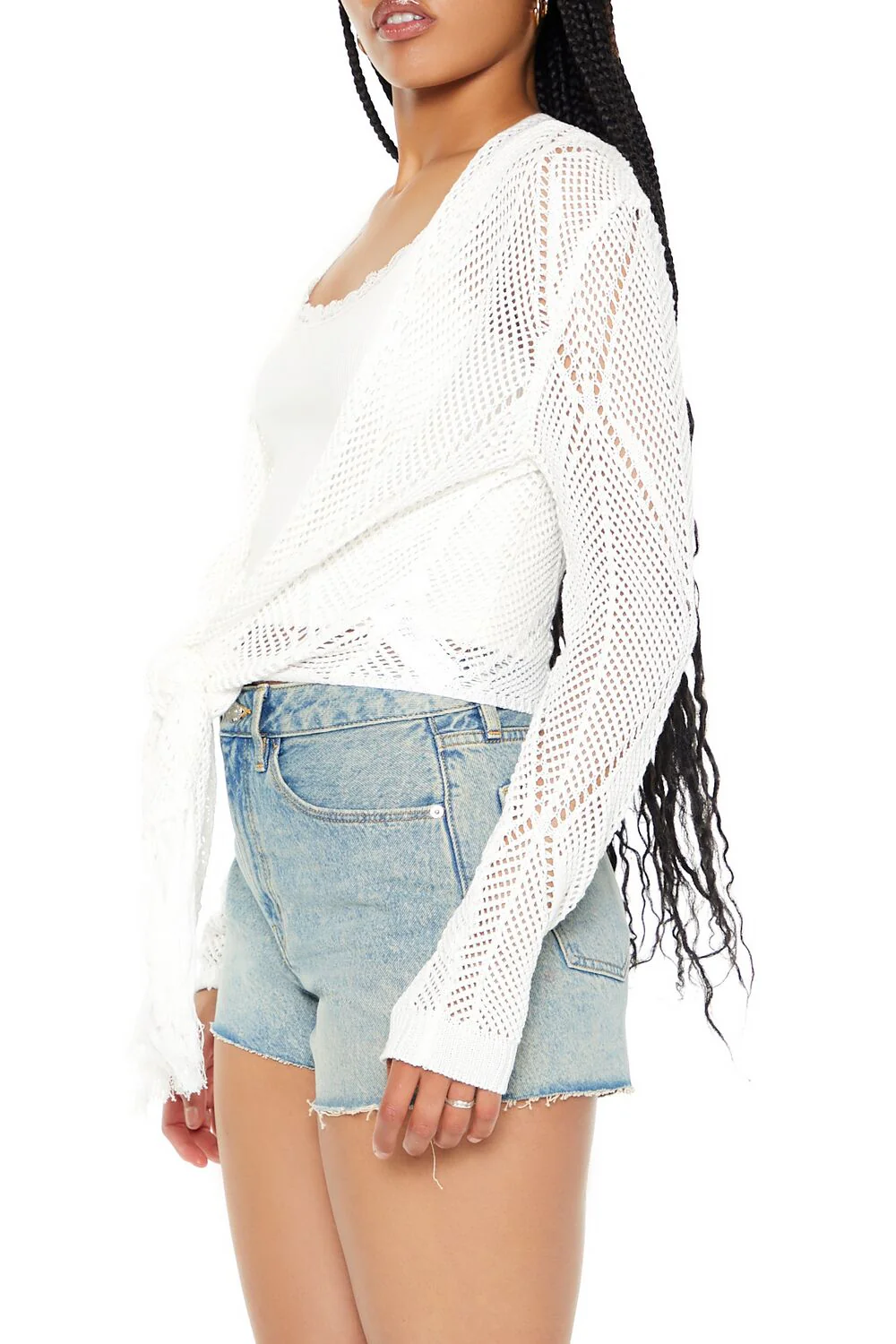 Open-Knit Tie-Front Sweater - Image 7