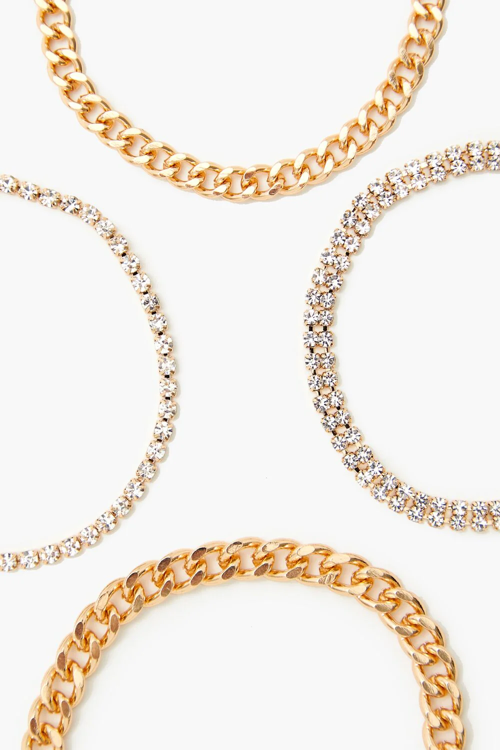 Rhinestone & Curb Chain Bracelet Set - Image 2