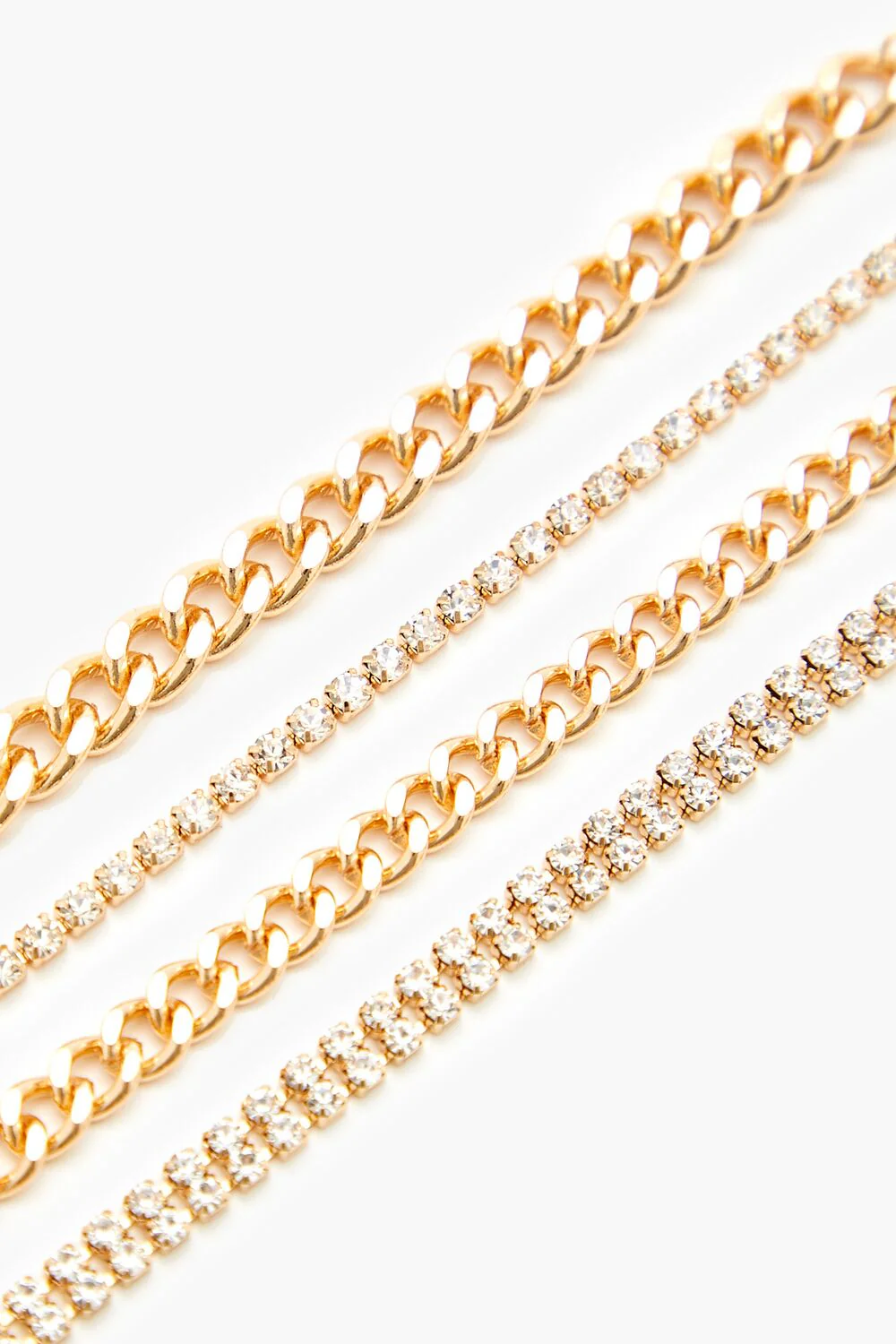 Rhinestone & Curb Chain Bracelet Set - Image 3