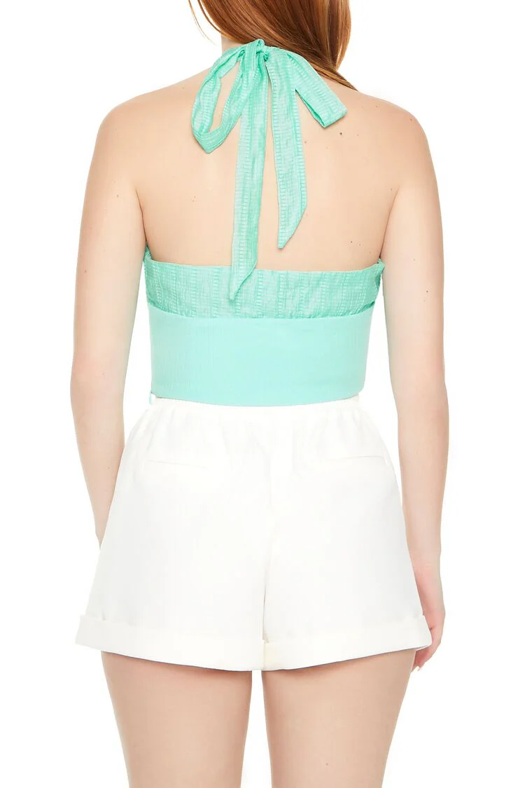 Gauze Halter Crop Top - Image 3
