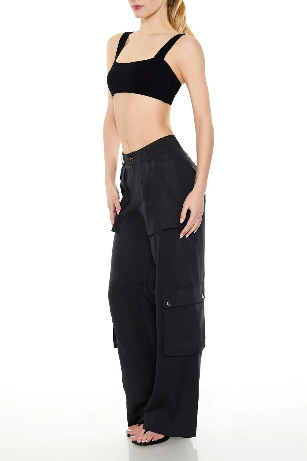 Twill Wide-Leg Cargo Pants - Image 2