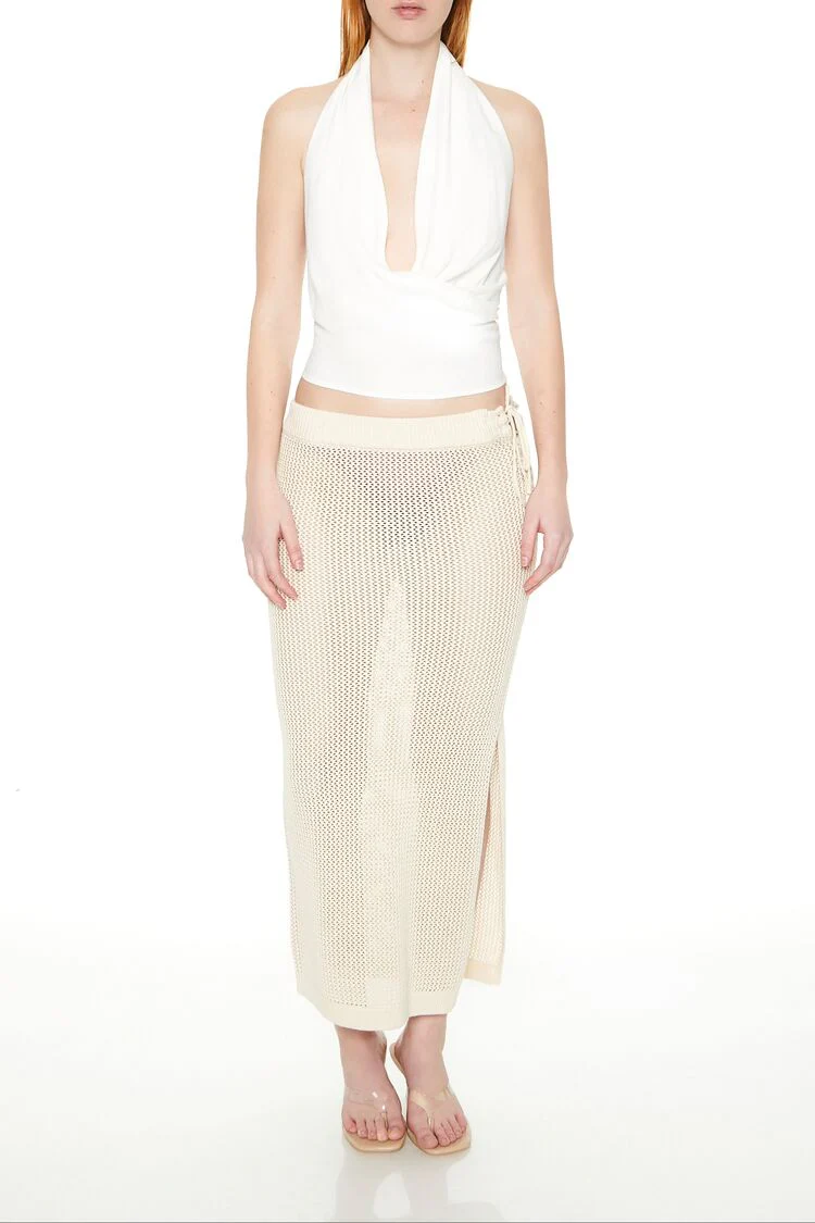 Crochet Lace-Up Maxi Skirt - Image 4