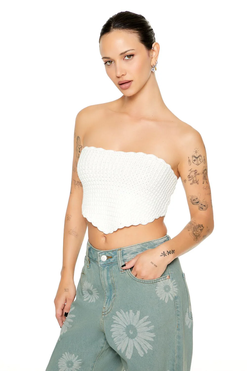 Crochet Sweater-Knit Tube Top - Image 2