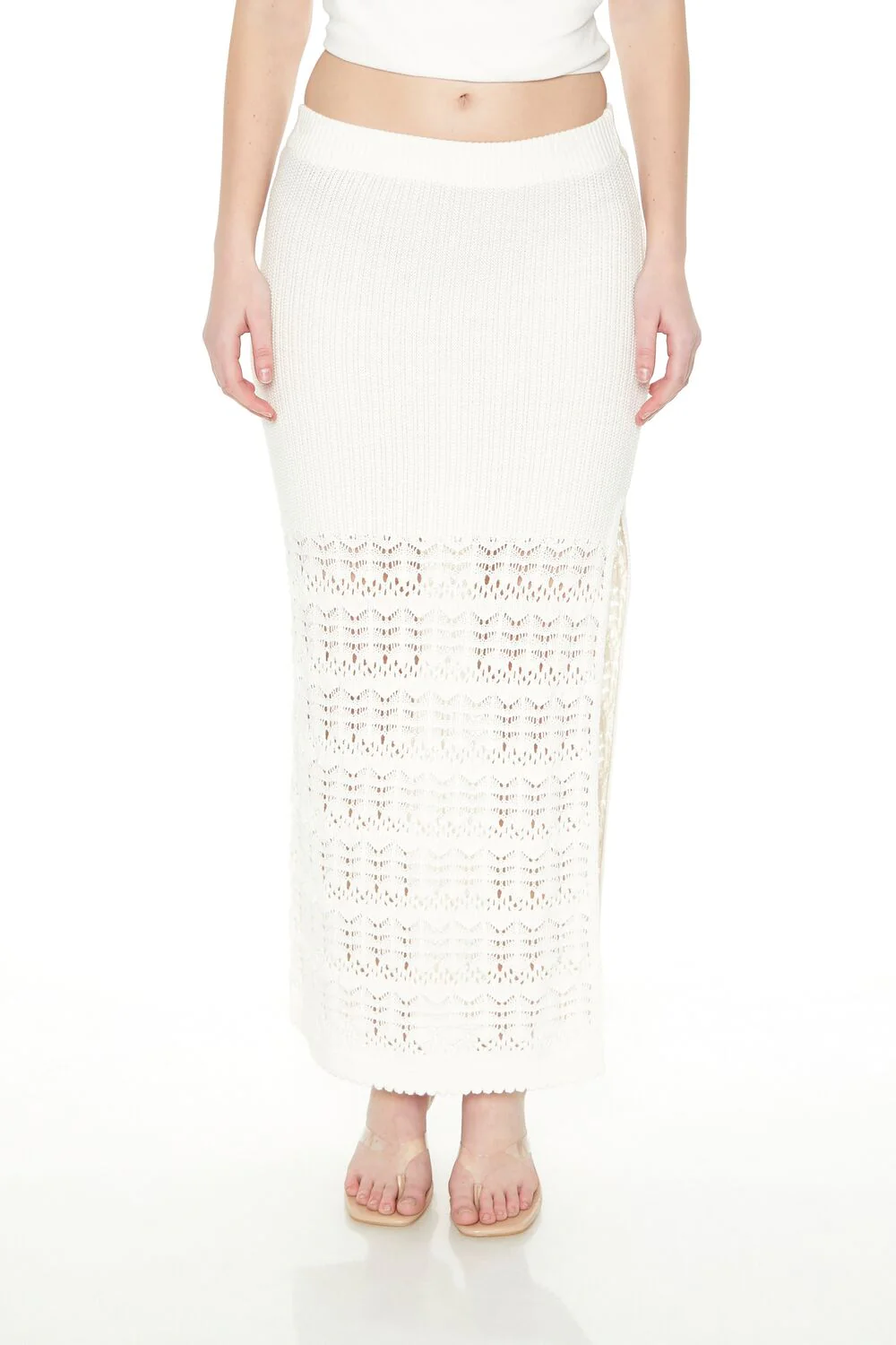 Pointelle Sweater-Knit Maxi Skirt - Image 4