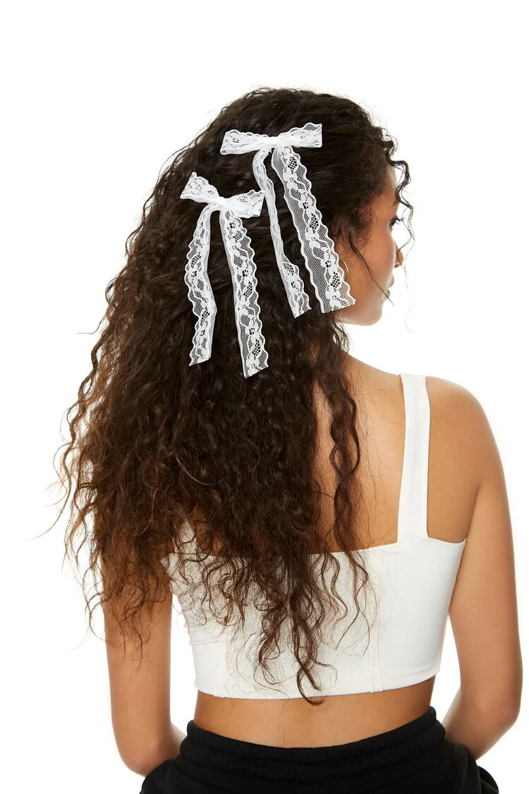 Lace Bow Gator Hair Clip Set - Image 3