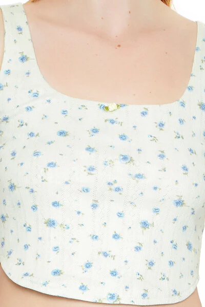 Cropped Floral Print Tank Top - Image 5