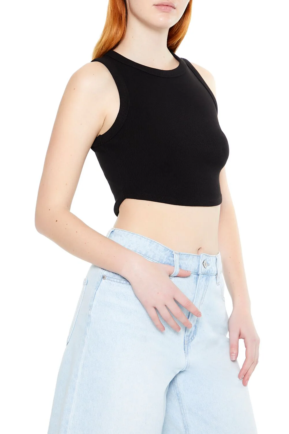 Cropped Dolphin-Hem Tank Top - Image 2