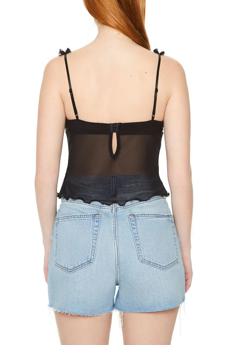 Mesh Ruffle Bustier Cami - Image 3